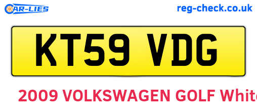KT59VDG are the vehicle registration plates.