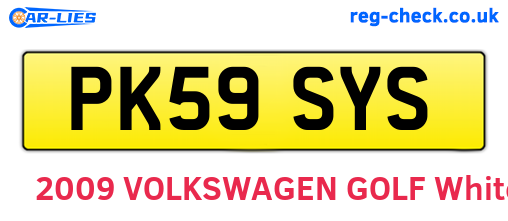 PK59SYS are the vehicle registration plates.
