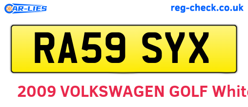 RA59SYX are the vehicle registration plates.