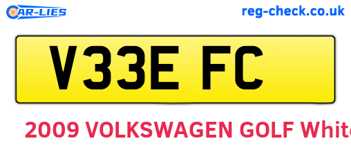 V33EFC are the vehicle registration plates.