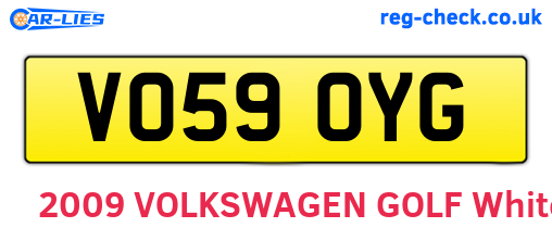 VO59OYG are the vehicle registration plates.