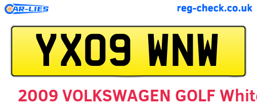 YX09WNW are the vehicle registration plates.