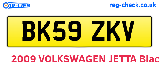 BK59ZKV are the vehicle registration plates.