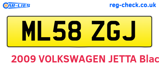 ML58ZGJ are the vehicle registration plates.