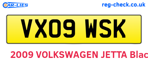 VX09WSK are the vehicle registration plates.