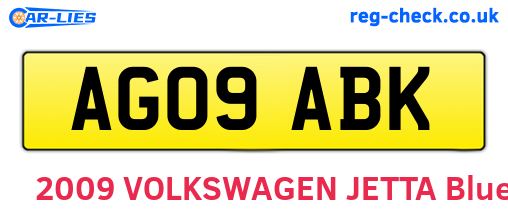 AG09ABK are the vehicle registration plates.