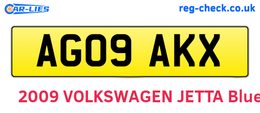 AG09AKX are the vehicle registration plates.