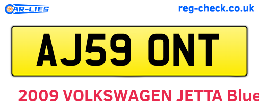 AJ59ONT are the vehicle registration plates.