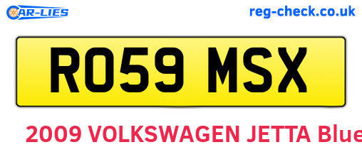 RO59MSX are the vehicle registration plates.