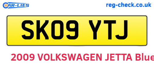 SK09YTJ are the vehicle registration plates.