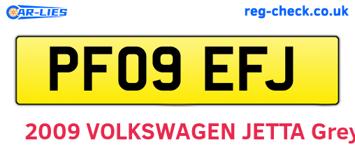 PF09EFJ are the vehicle registration plates.