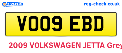 VO09EBD are the vehicle registration plates.