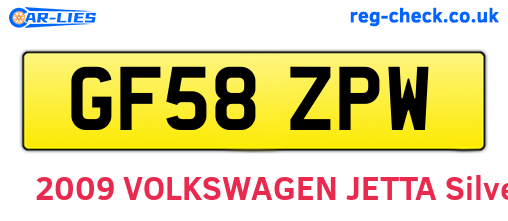 GF58ZPW are the vehicle registration plates.