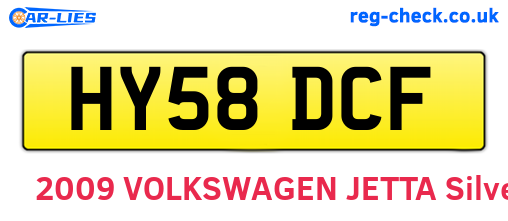 HY58DCF are the vehicle registration plates.