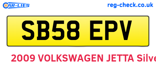 SB58EPV are the vehicle registration plates.