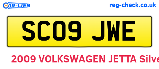 SC09JWE are the vehicle registration plates.
