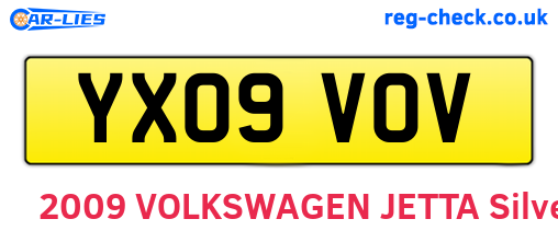 YX09VOV are the vehicle registration plates.