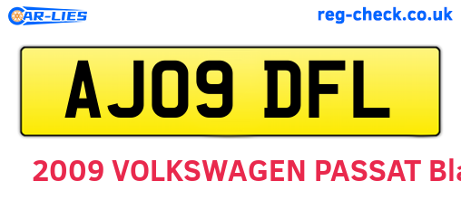 AJ09DFL are the vehicle registration plates.