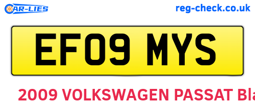 EF09MYS are the vehicle registration plates.