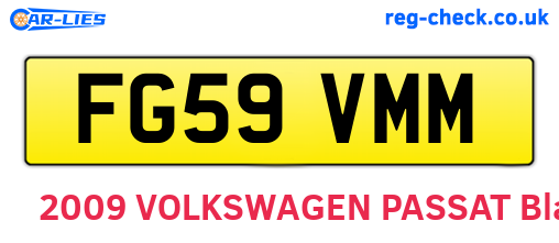 FG59VMM are the vehicle registration plates.