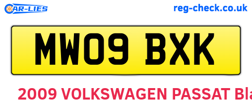 MW09BXK are the vehicle registration plates.