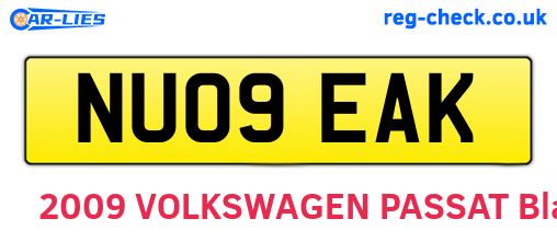 NU09EAK are the vehicle registration plates.