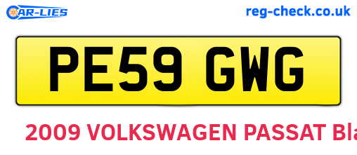 PE59GWG are the vehicle registration plates.
