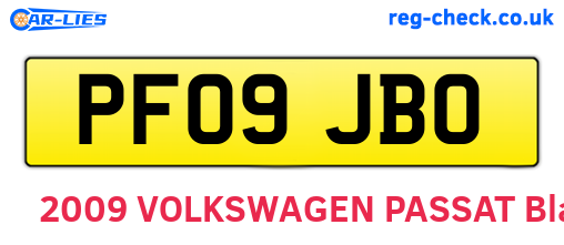 PF09JBO are the vehicle registration plates.