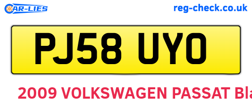 PJ58UYO are the vehicle registration plates.