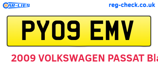 PY09EMV are the vehicle registration plates.