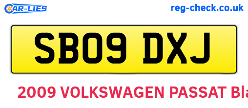 SB09DXJ are the vehicle registration plates.