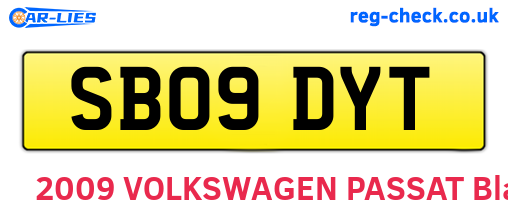 SB09DYT are the vehicle registration plates.