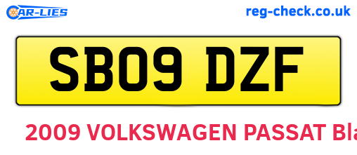 SB09DZF are the vehicle registration plates.