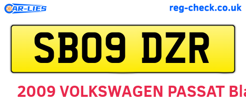 SB09DZR are the vehicle registration plates.