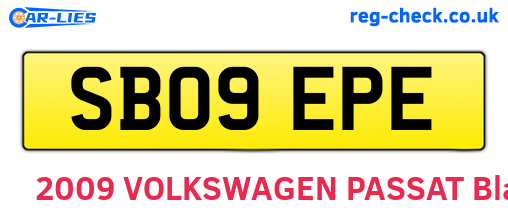 SB09EPE are the vehicle registration plates.