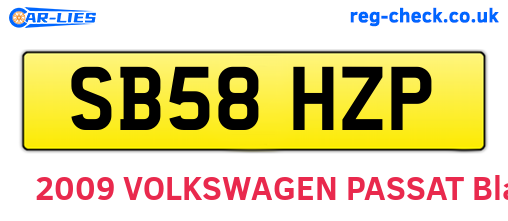 SB58HZP are the vehicle registration plates.