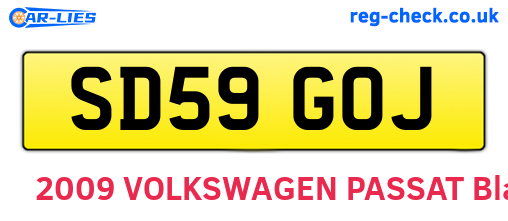 SD59GOJ are the vehicle registration plates.