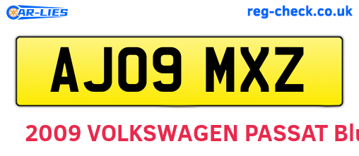 AJ09MXZ are the vehicle registration plates.