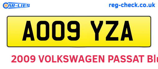 AO09YZA are the vehicle registration plates.