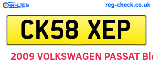 CK58XEP are the vehicle registration plates.