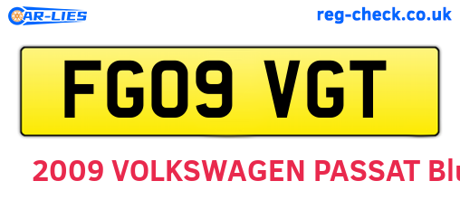 FG09VGT are the vehicle registration plates.