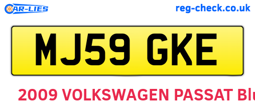 MJ59GKE are the vehicle registration plates.