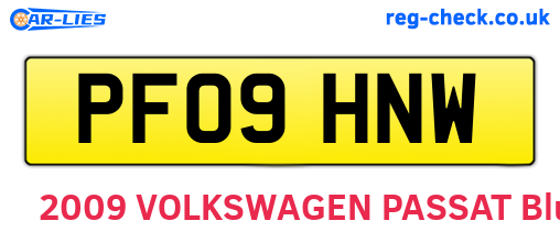 PF09HNW are the vehicle registration plates.