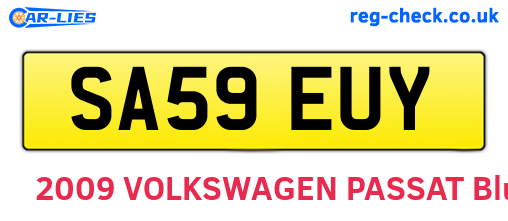 SA59EUY are the vehicle registration plates.