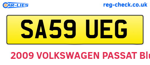 SA59UEG are the vehicle registration plates.