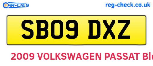 SB09DXZ are the vehicle registration plates.