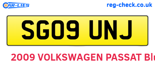 SG09UNJ are the vehicle registration plates.
