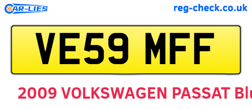 VE59MFF are the vehicle registration plates.