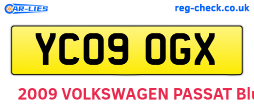 YC09OGX are the vehicle registration plates.