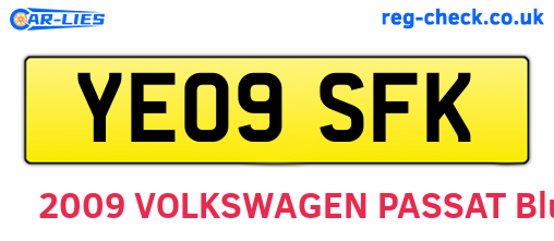YE09SFK are the vehicle registration plates.